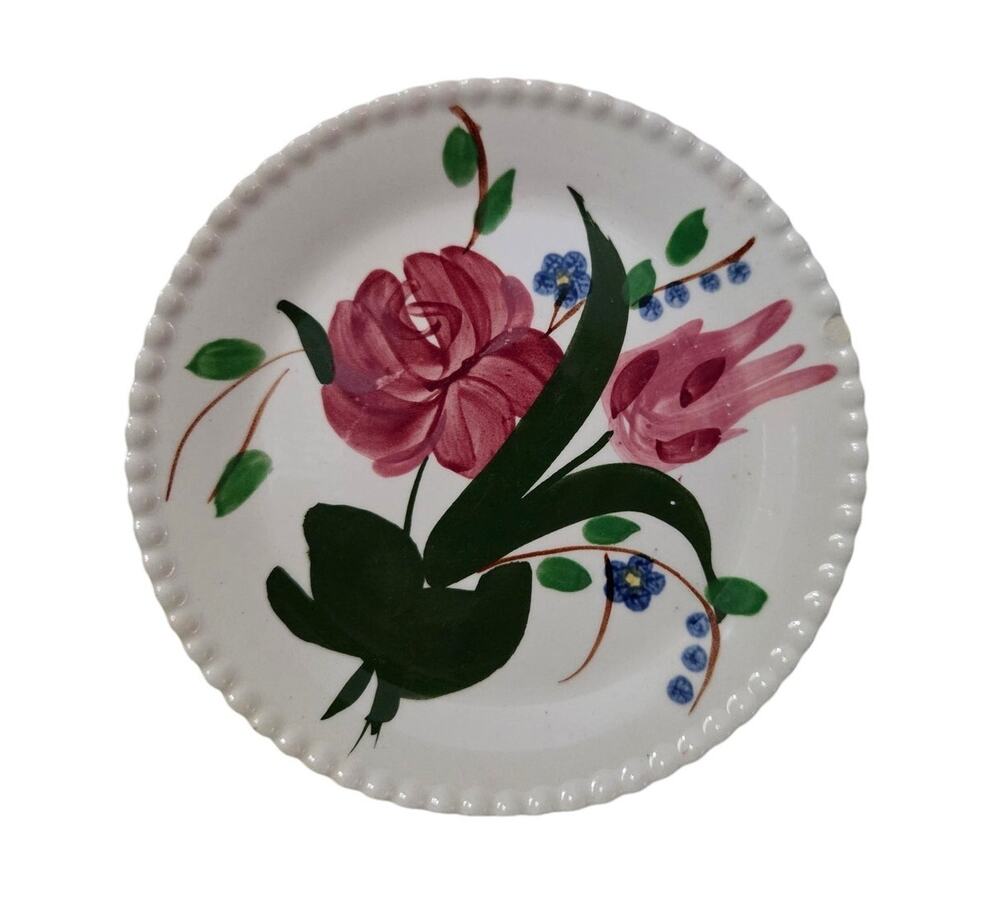 Vtg Blue Ridge Pottery Pink Flower Plate Hobnail Edge Decorative PLATE